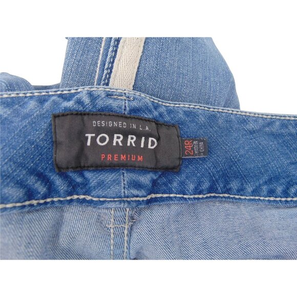 Torrid Premium Side Stripe Jegging Jeans 24 R Plus Regular Distressed Whiskering - Picture 9 of 12